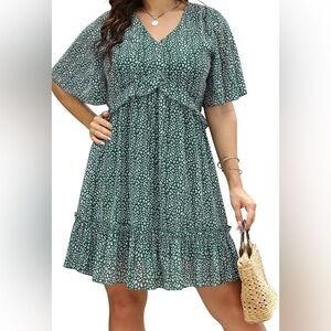 Chic Green floral Patterned flowy dress